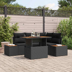 Garten-Sofa-Set mit Speicher 5 pcs Schwarz Poly Rattan