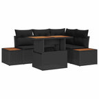 Garten-Sofa-Set mit Speicher 5 pcs Schwarz Poly Rattan