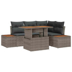 Garten-Sofa-Set mit Speicher 5 pcs Grau Poly Rattan