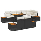 Garten-Sofa-Set mit Speicher 9 pcs Schwarz Poly Rattan