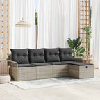 Gartensofa-set mit Kissen 5 pcs Hellgrau Poly-Rattan