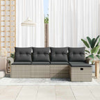 Gartensofa-set mit Kissen 5 pcs Hellgrau Poly-Rattan