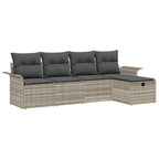 Gartensofa-set mit Kissen 5 pcs Hellgrau Poly-Rattan