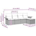 Gartensofa-set mit Kissen 5 pcs Hellgrau Poly-Rattan