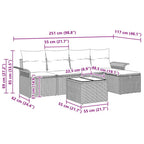 Gartensofa-set mit Kissen 6 pcs Beige und Hellgrau Poly-Rattan