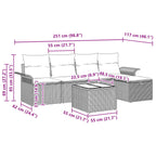 Gartensofa-set mit Kissen 6 pcs Grau und Marineblau Poly-Rattan