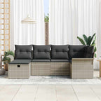 Gartensofa-set mit Kissen 6 pcs Hellgrau Poly-Rattan