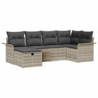 Gartensofa-set mit Kissen 6 pcs Hellgrau Poly-Rattan