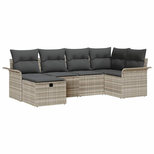 Gartensofa-set mit Kissen 6 pcs Hellgrau Poly-Rattan