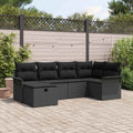 Gartensofa-set mit Kissen 6 pcs Schwarz Poly-Rattan