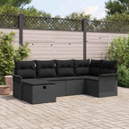 Gartensofa-set mit Kissen 6 pcs Schwarz Poly-Rattan