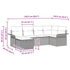 Gartensofa-set mit Kissen 6 pcs Grau und Marineblau Poly-Rattan