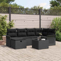 Gartensofa-set mit Kissen 7 pcs Schwarz Poly-Rattan