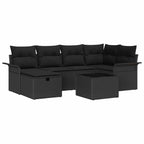 Gartensofa-set mit Kissen 7 pcs Schwarz Poly-Rattan
