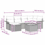 Gartensofa-set mit Kissen 7 pcs Schwarz Poly-Rattan