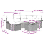 Gartensofa-set mit Kissen 7 pcs Schwarz und Türkis Poly-Rattan