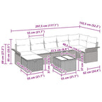 Gartensofa-set mit Kissen 8 pcs Hellgrau Poly-Rattan