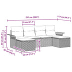 Gartensofa-set mit Kissen 6 pcs Beige und Hellgrau Poly-Rattan