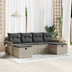 Gartensofa-set mit Kissen 6 pcs Hellgrau Poly-Rattan