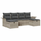 Gartensofa-set mit Kissen 6 pcs Hellgrau Poly-Rattan