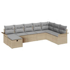 Gartensofa-set mit Kissen 8 pcs Beige und Hellgrau Poly-Rattan