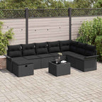 Gartensofa-set mit Kissen 9 pcs Schwarz Poly-Rattan