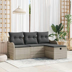 Gartensofa-set mit Kissen 4 pcs Hellgrau Poly-Rattan
