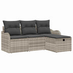 Gartensofa-set mit Kissen 4 pcs Hellgrau Poly-Rattan
