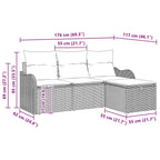 Gartensofa-set mit Kissen 4 pcs Hellgrau Poly-Rattan
