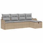 Garten-Sofa-Set mit Kissen 5 pcs Beige und Hellgrau Poly Rattan