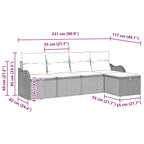 Garten-Sofa-Set mit Kissen 5 pcs Beige und Hellgrau Poly Rattan