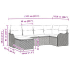 Garten-Sofa-Set mit Kissen 6 pcs Hellgrau Poly Rattan