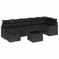 Sofa Set mit Kissen mit Speicher 8 pcs Schwarz Poly-Rattan