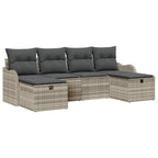 Sofa Set mit Kissen mit Speicher 6 pcs Hellgrau Poly-Rattan