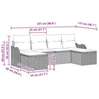 Sofa Set mit Kissen mit Speicher 6 pcs Hellgrau Poly-Rattan