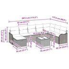 Sofa Set mit Kissen 9 pcs Beige und Hellgrau Poly-Rattan