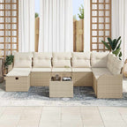 Sofa Set mit Kissen 9 pcs Beige und Creme Poly-Rattan