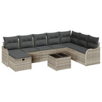 Sofa Set mit Kissen mit Speicher 9 pcs Hellgrau Poly-Rattan