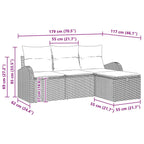 Sofa Set mit Kissen 4 pcs Beige und Hellgrau Poly-Rattan