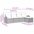 Sofa Set mit Kissen 5 pcs Schwarz und Creme Poly-Rattan
