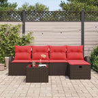 Sofa Set mit Kissen mit Speicher Braun und Rot Poly-Rattan