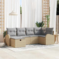 Sofa Set mit Kissen mit Speicher Beige und Hellgrau Poly-Rattan