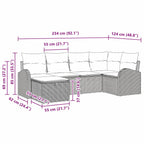 Sofa Set mit Kissen mit Speicher Beige und Hellgrau Poly-Rattan