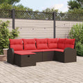 Sofa Set mit Kissen 6 pcs Braun und Rot Poly-Rattan