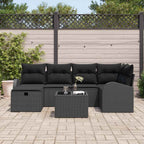 Sofa Set mit Kissen mit Speicher Schwarz Poly-Rattan
