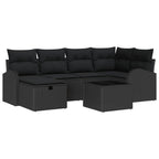 Sofa Set mit Kissen mit Speicher Schwarz Poly-Rattan