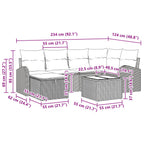 Sofa Set mit Kissen mit Speicher Braun und Rot Poly-Rattan