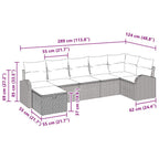Sofa Set mit Kissen 7 pcs Schwarz und Creme Poly-Rattan