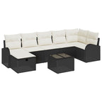 Sofa Set mit Kissen mit Speicher Schwarz und Creme Poly-Rattan
