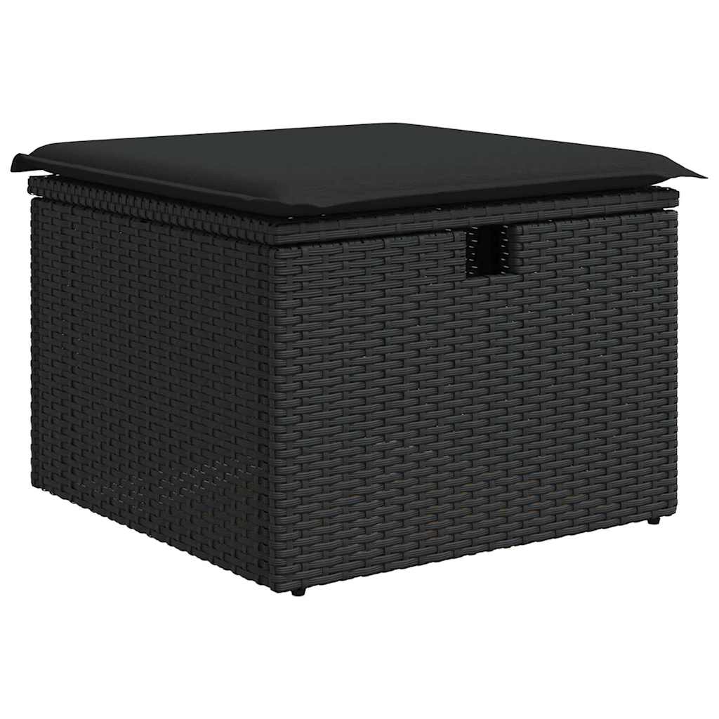 Sofa Set mit Kissen mit Speicher 8 pcs Schwarz Poly-Rattan